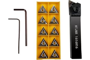 GBJ 5/8" MTJNR 1616H16 Turning Holder with 10pcs TNMG331/TNMG1604 Cermet Turning Inserts, Main Angle 93° Holder Right Hand TurningTools for Precision Machining of Steel Parts and Good Smoothness