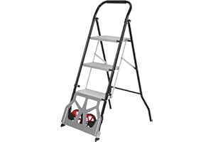 3-Step Aluminum Hand Truck - 220 LBS Capacity,Step Ladder,Non-Slip Pedal - Portable Hand Truck for Home, Office, Warehouse, D