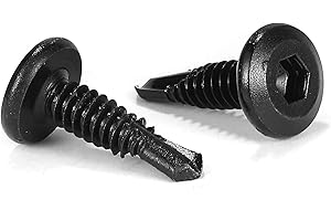 #12 x 3/4" Sheet Metal Screws 100Pcs 410 Stainless Steel Flat Head Socket Cap Screws, Tek Screws Allen Socket Drive Screws Fast Self Tapping Screws Black Oxide by SG TZH