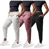 Common Stitch 3 Pack Sweatpants Women - Womens Sweatpants with Pockets, Fleece Womens Joggers, Yoga Pants (Available in Plus)