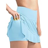 Haloumoning Girls Athletic Tennis Golf Skirts with Shorts Kids High Waist Ruffle A-line Skorts with Pockets 5-14 Years