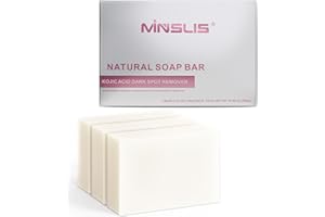 MINSLIS Koji White Pure Kojic Acid Skin Brightening Soap, 3-Pack Acne Skin Care Bath Soap for Exfoliating Face with Shea Butter Retinol, Sun Damage Skin with Hyaluronic Acid Vitamin C Vitamin E, 3.53 oz