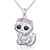 DAOCHONG S925 Sterling Silver Rabbit Cat Bunny Pendant Necklace for Women Jewelry