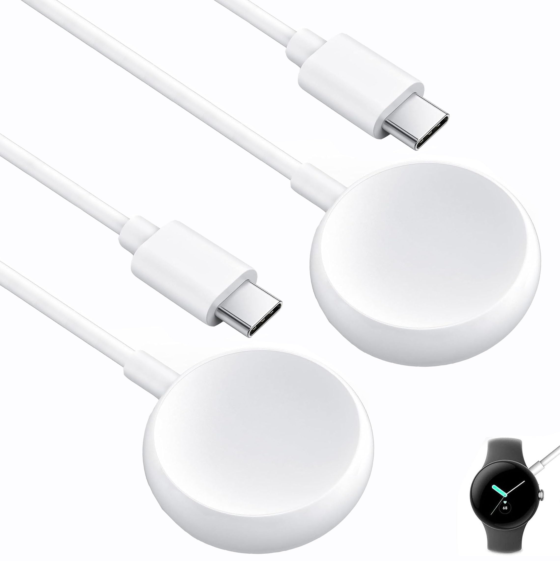 2PCS USB C Watch Charger Cable for Google Pixel-Watch, Magnetic Replacement Charging Cable Cord Stand for Google Pixel Smartwatch, 3.3FT