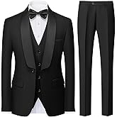 Men's 3 Piece Tuxedo Suit for Men One Button Jacket Suits Slim Fit for Wedding Prom Blazer Vest Pants