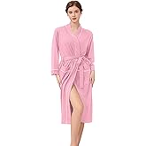 YOIPNEF Womens Lightweight Robe, Knit Kimono Robe for Women Spa Cozy Sleepwear Knee Length Bathrobe with Pockets