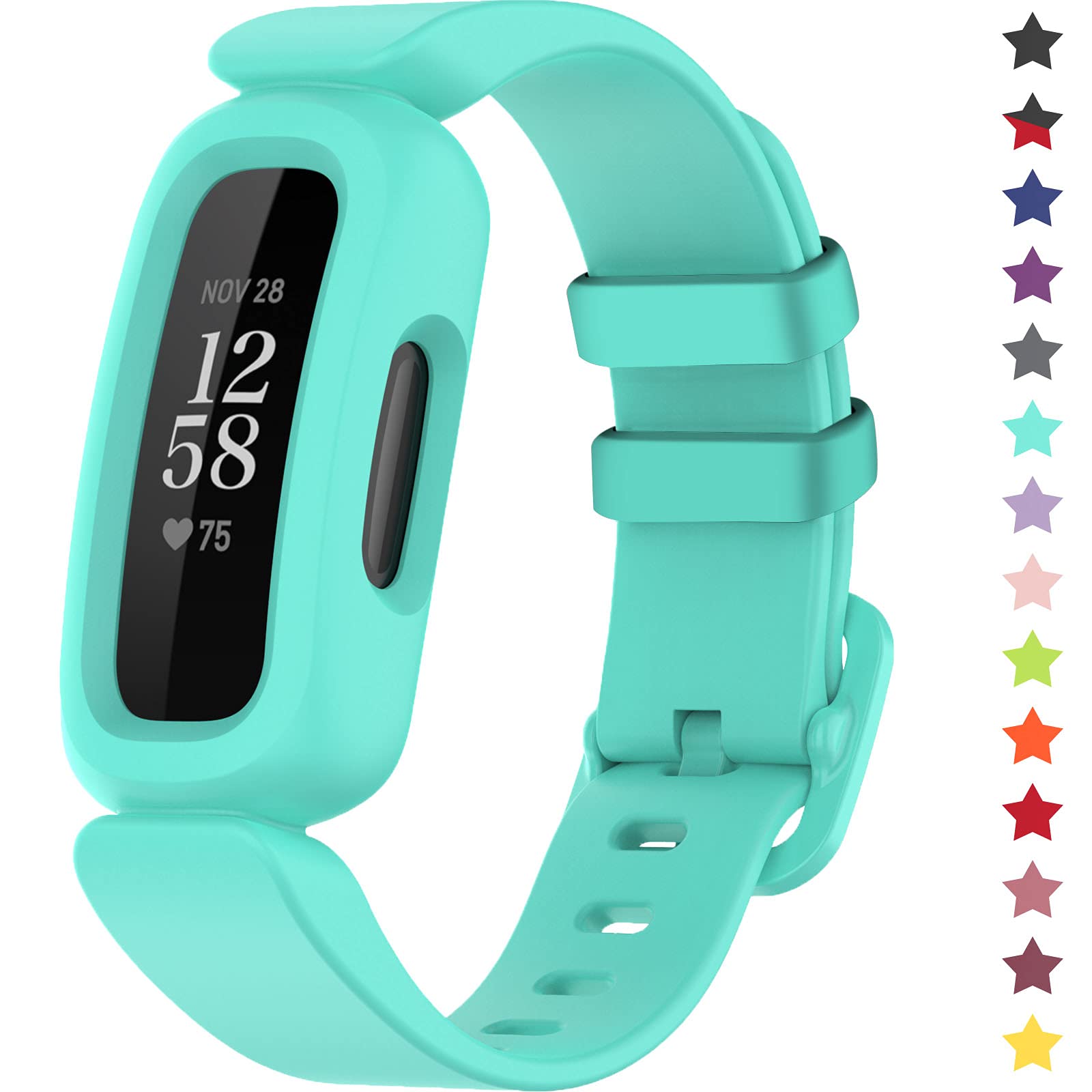 TopPerfekt Straps Compatible with Fitbit Ace 3 for Kids, Soft Silicone Waterproof Bracelet Accessories Sports Watch Strap Replacement for Fitbit Inspire 2/Ace 3 Boys Girls (Lake blue)