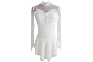 LIUHUO Blue Ice Figure Skating Dress for Girls Women Backless Long-Sleeved Beaded Dresses…