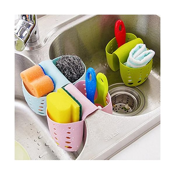 Grocery House Sponge Sink Holder, Hanging Silicone Kitchen Gadget Storage Organizer, Baskets