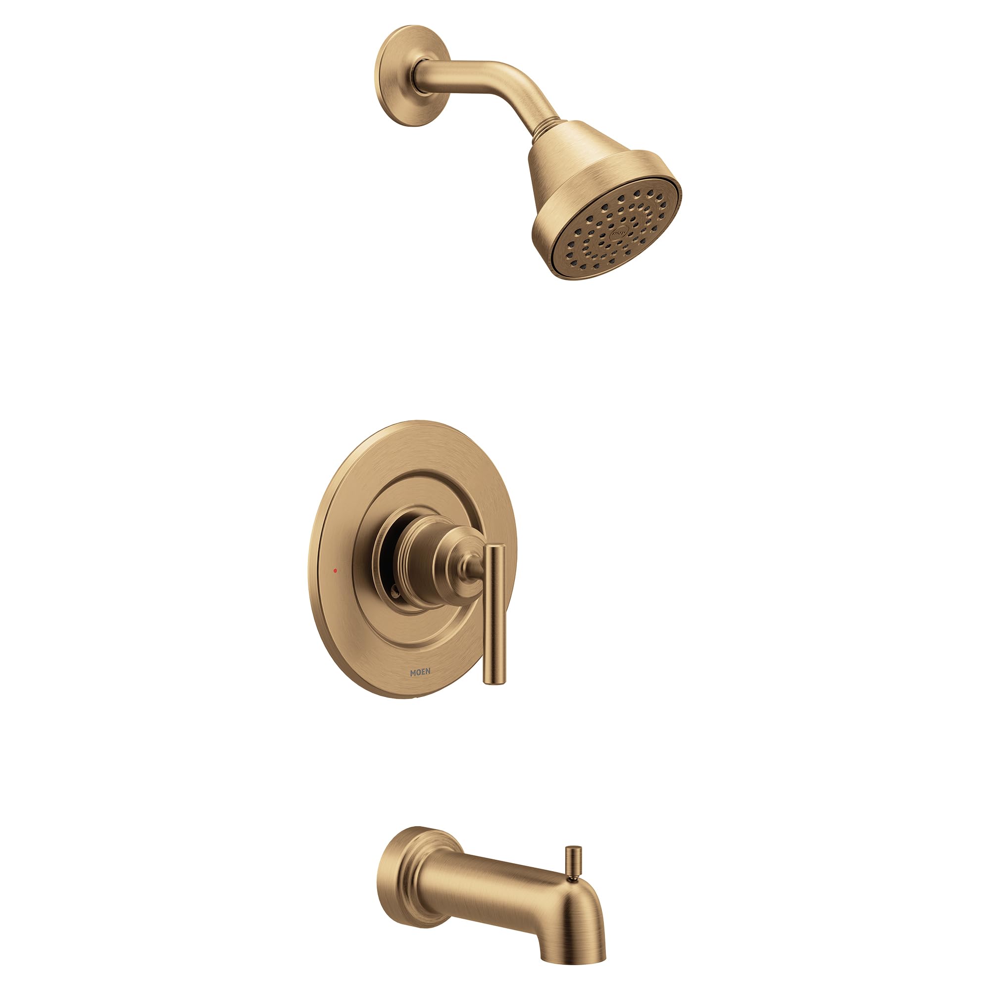 Photo 1 of Moen Gibson Bronzed Gold Pressure Balancing Eco-Performance Showerhead, Shower Handle, and Tub Spout, Posi-Temp Valve Required, T2903EPBZG