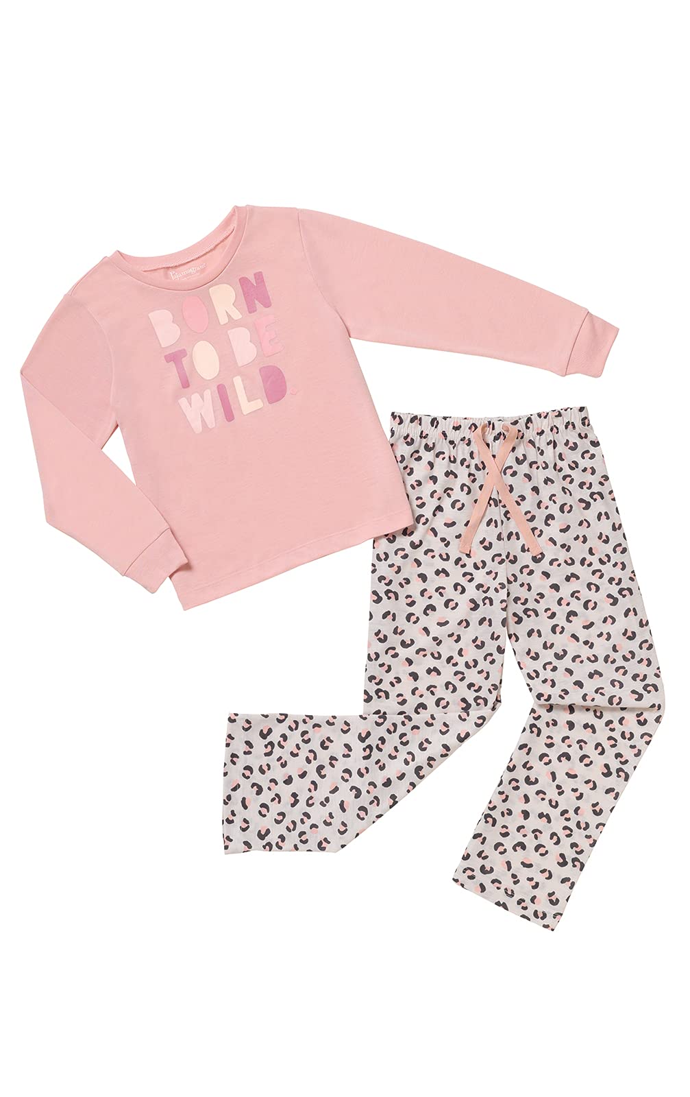 PajamaGram Girl Pajamas - Girls Cotton Pajamas, Pink Leopard Graphic, 12 Image