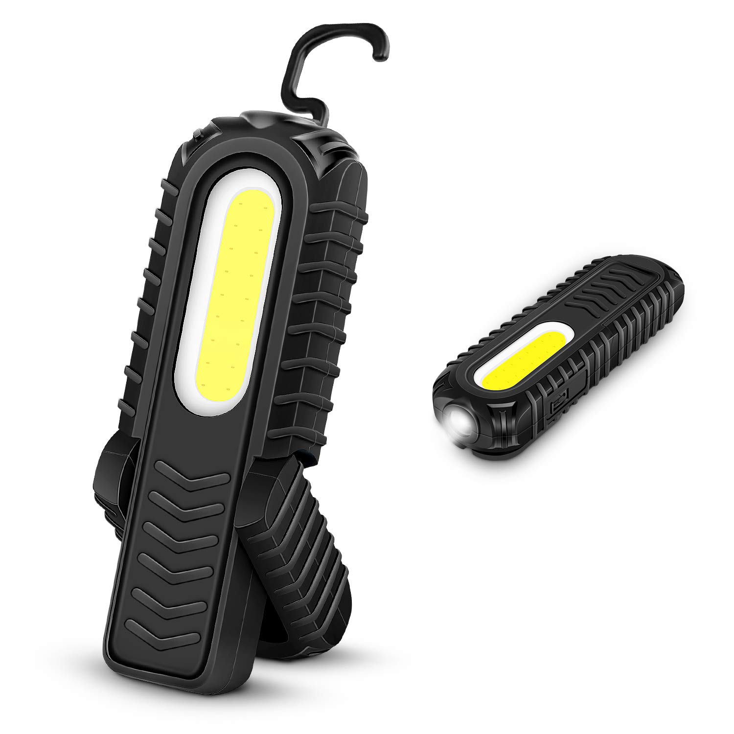 shenkey Rechargeable Inspection Lamp, Super Bright 5W COB LED Flood Light and 3W LED Torch with Adjustable Stand, Hook and Magnet Base Work Light for Workshop, Auto and Emergency Use