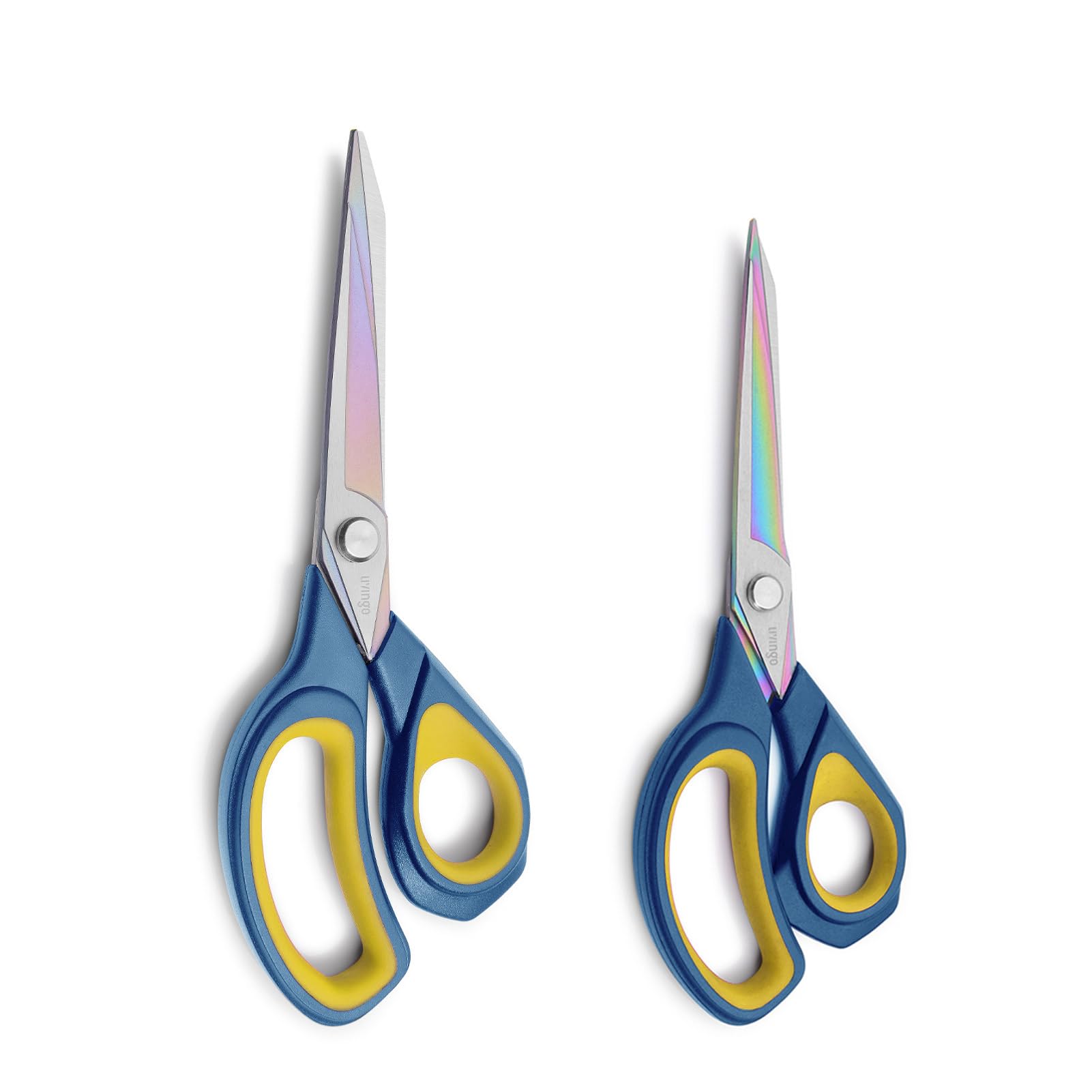 LIVINGO Professional Sewing Scissors Set: Soft Rubber Grip Forged Stainless Steel Titanium Coated Sharp Shears - Right Hand Use for Home Commercial - Cutting Carpet Curtain Cardboard Material 22/24cm