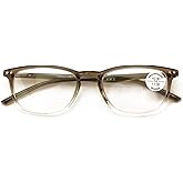 V.W.E. Lightweight Progressive Clear Bifocal Reading glasses - No Line or Bubble - Zero Power on Top Reader Translucent Slim