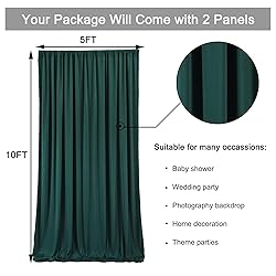 10ftx10ft Blackish Green Polyester Curtain Drapes