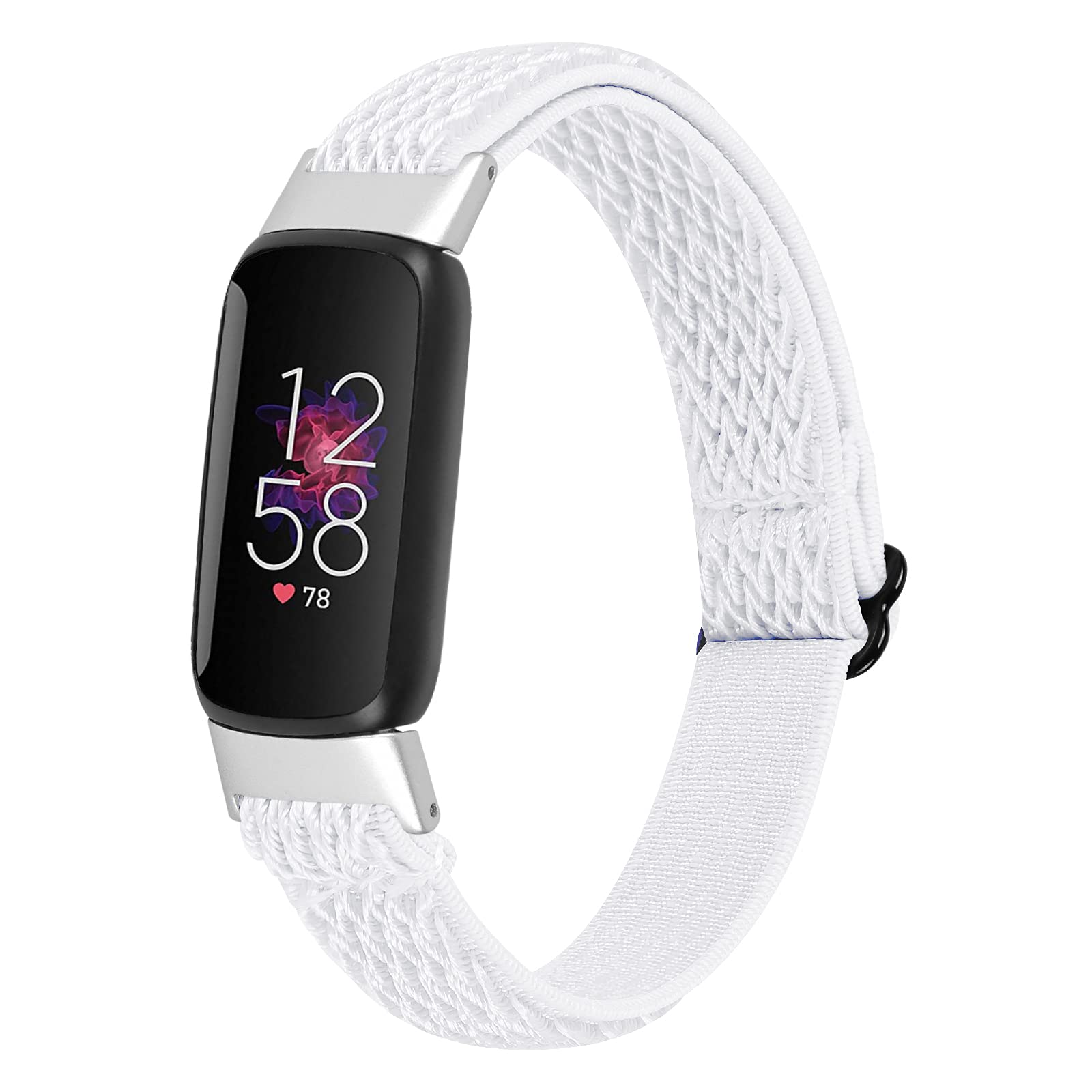 Ginamart Nylon Strap Compatible with Fitbit Luxe Strap, Soft Adjustable Woven Sport Elastic Replacement Strap Wristband for Women Men (White)