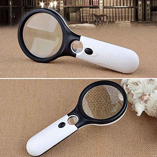 MuLuo LED Light 45X Magnifying Glass Lens Handheld Mini Pocket Microscope Reading Jewelry Loupe Glass - Thumbnail 5