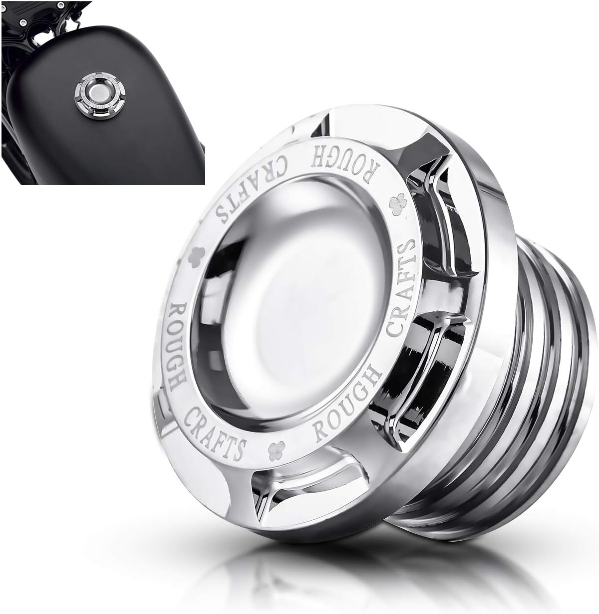TUINCYN Chrome Motorcycle Aluminum Fuel Gas Oil Cap Rough Crafts Decorative Cap Cover for Harley Sportster XL1200 883 1996-2014 (1 pcs)