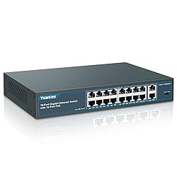 YuanLey 16 Port Gigabit PoE Switch with 2 Gigabit