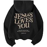GORGLITTER Women's Y2K Christian Jesus Hoodies Trendy Graphic Letter Long Sleeve Fall Oversized Halloween Sweatshirts