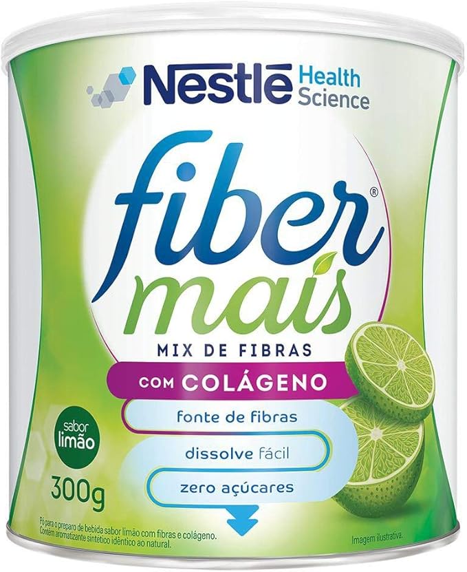 Regulador Intestinal, Fiber mais, Limão com Colágeno, 300g, Nutren por Nutren