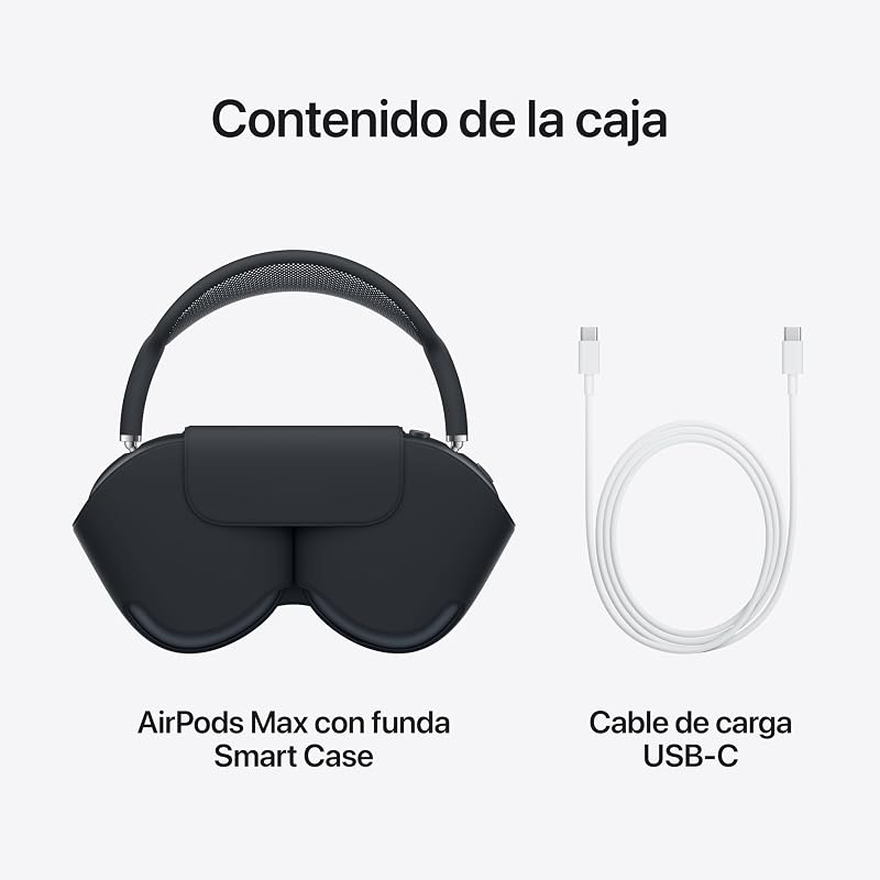 AirPods MAX Nível Profissional Cancelamento de ruído ativo Fones de ouvido sem fio, Modo de som ambiente, Áudio espacial personalizado, Carregamento USB C, Meia-noite