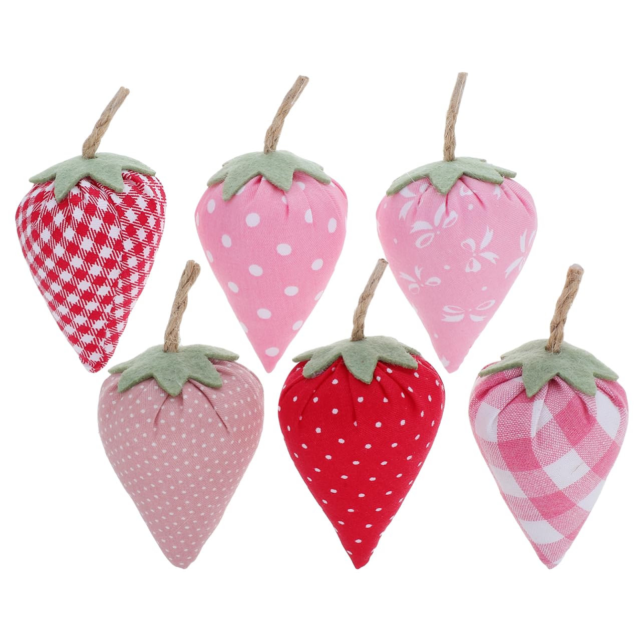 FUNOMOCYA Set of 6 Fabric Strawberry Decorations Artificial Strawberries for Home Decor Tiered Trays Table Centerpieces Lightweight Lifelike Fruit Ornaments for Photography
