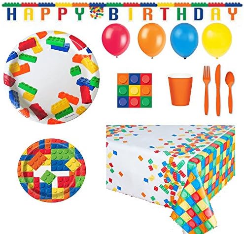 Building Blocks Birthday Party Pack Bundle Set | 8 Guests