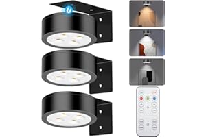 SIXDEFLY Picture Lights for Wall, 3 Lighting Modes Magnetic Art Display Light,Battery Operated Led Painting Light with Remote Control Dimmable & Timer,3Pack Black