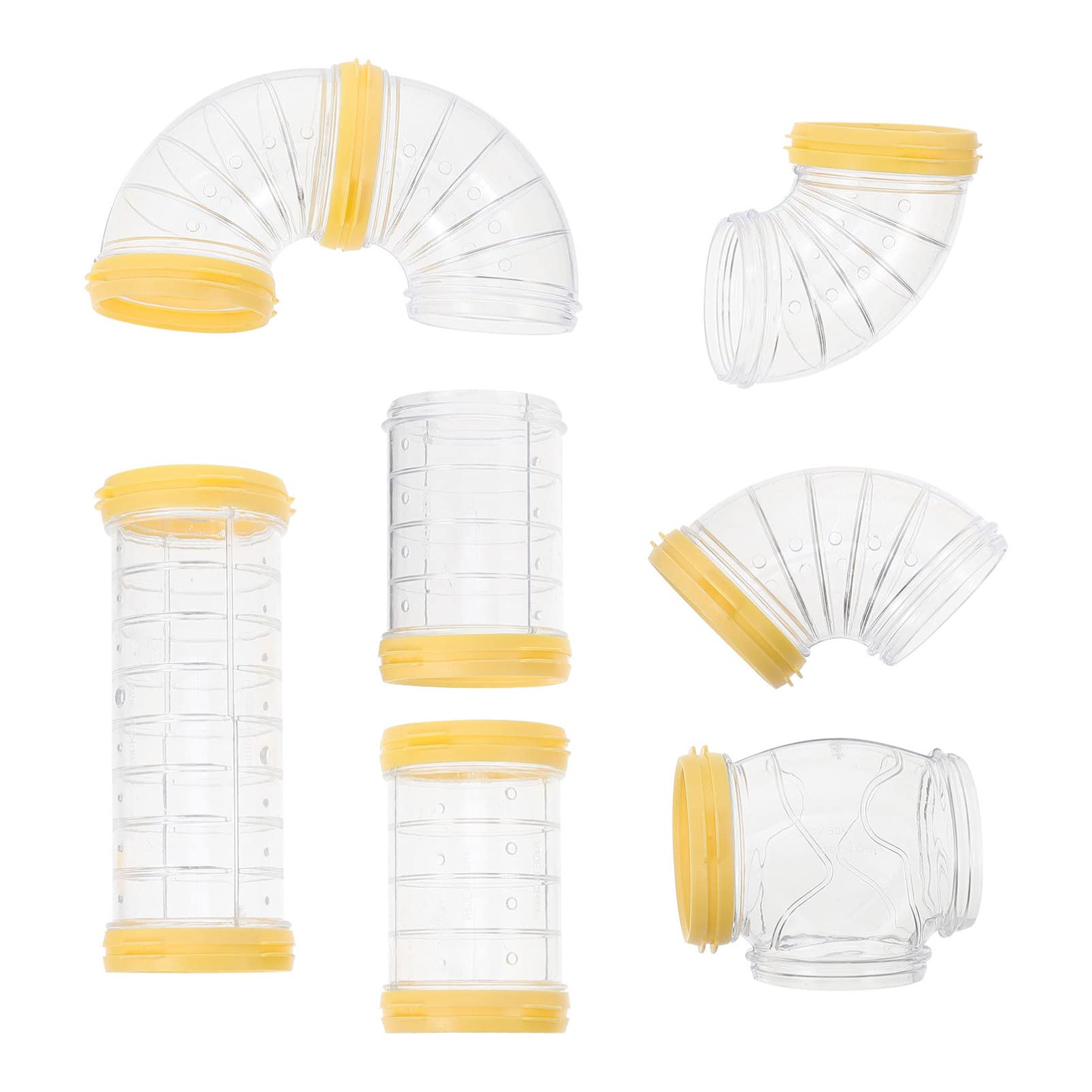 STOBOK Hamster Cage Hamster Cage Diy Hamster Tubes Kits Guinea Pig Maze Tube Connector Transparent Hamster Tunnel Playground Cage Tunnel Small Animals Sports Tube (Yellow) Hamster Toys Hamster Toys