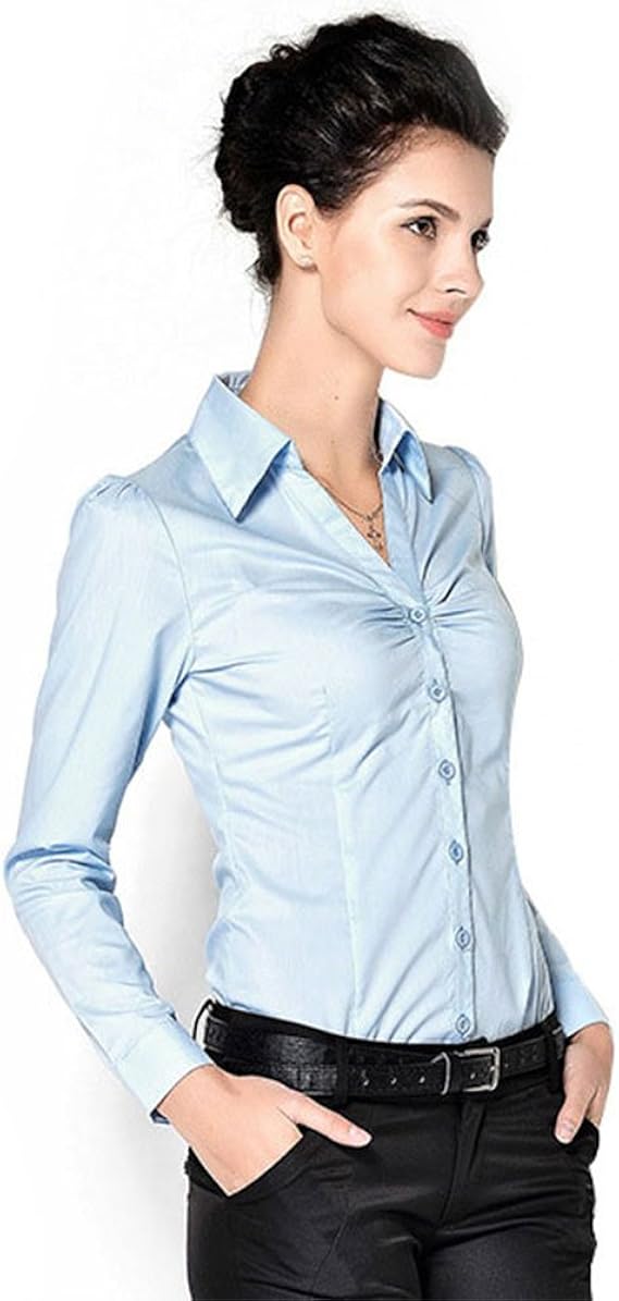Amazon Mir Mira ミル ミラ はみ出る裾の悩みを解消 スタイリッシュボディシャツ 長袖 ツナギ ブラウス Ol 通勤服 Flfl L ブルー 並行輸入品 コート ジャケット 通販