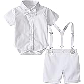 A&J DESIGN Baby Boy Gentleman Suspenders Outfit Infant Formal Wedding Dress Suits Set