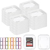 ISKYBOB 20 Pcs Clear SD Card Holder, Plastic SD Card Case with 24 Pcs Card Labels Standard SDHC SDXC Memory Cards Organizer Portable Photography Storage Accessories