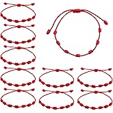 QUUPY 10Pcs Red String Bracelet 7 Knots Adjustable Lucky Charm Braided Bracelets for Protection Good Luck Friendship Lovers