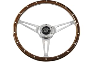 Flashpower 15'' Classic Wood Steering Wheel Riveted with Horn Button