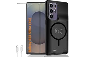 YINGYKJ Battery Case for Galaxy S25 Ultra,12000mAh Portable Protective Smart Wireless Charging Case Support Carplay Designed for Galaxy S25 Ultra (6.9 inch) Rechargeable Extended Battery Charger Case (Black)