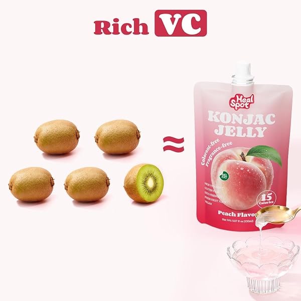 HEALSPOT REAL FRUIT JUICE SNACKS KONJAC JELLY WITH COLLAGEN PEPTIDES AND VITAMIN C, NO ARTIFICIAL SWEETENER, LOW CALORIES|GLUTEN FREE|KETO FRIENDLY, HEALTHY KOREAN SNACKS 10 POUCHES PEACH FLAVOR