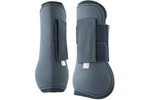 HORZE Adjustable Horse Tendon Boots - Protective, Lightweight, Open Front Boots for Jumping, Trail Riding, and Turnout (Sold in Pairs) - Dark Dark Blue - Horse