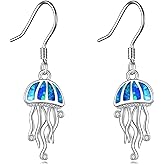 JERWLI Jellyfish Earrings 925 Sterling Silver Jellyfish Animal Dangle Earrings Jewelry Gifts for Women Jellyfish Ocean Lovers