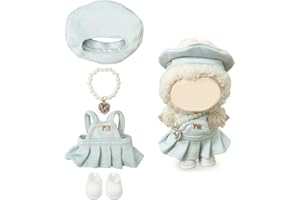 NEOVISTA Clothes Compatible with LABUBU Doll – 4PCS Frosted Mint Set, 17cm Doll Clothes Designer Outfit for Campus Classic Theme, Chic Stylish Accessories for Labubu, No Doll (Paris Mint Frost)