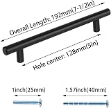 LONTAN 20 Pack Black Kitchen Handles 128mm Cupboard Pulls 7.5" 12mm view 2