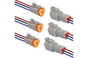 HYAT 3 Pin DT Connector 14 AWG Waterproof Automotive Electrical Connector, Male and Female Way Auto Electrical Wire Connectors Harness for Car Truck Boat Motorcycle Trike Caravan - 3 Pack