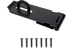 EVCUHASL Door Lock Hasp Latch, Thicked Design Latch Lock, Stainless Steel Security Packlock Clasp Hasp Lock Latch for Doors, Black Finish with Screws, 1 Pack(5 Inch)