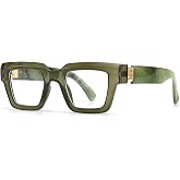 bullabulling Style Reading Glasses for Women Men, Fashion Square Blue Light Blocking Readers L05