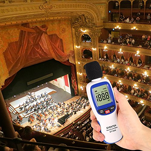 image for Eventek Digital Sound Level Meter, Decibel Meter Range 30-130dBA, Accu