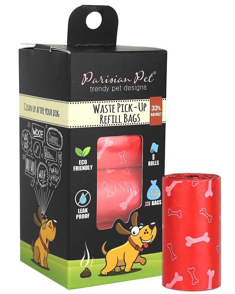 Parisian Pet Dog Poop Bags for Dogs – Refills Rolls of Doggie Bags for Poop – Unscented Dog Poop Bag – Eco-Friendly Pickup Pet Waste Bags, 8 Rolls, Bones