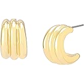 Robert Lee Morris Soho Women's Ribbed Tube Huggie Earrings