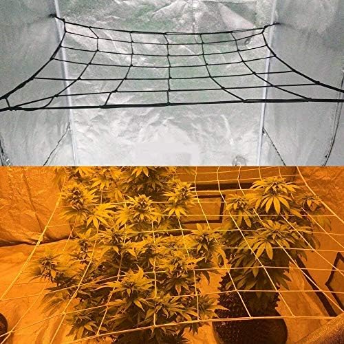 Plant Support Net, Flexible Garden Tent Net, Scrog Net, Elastic Trellis Netting with 4 Steel Hooks for Vine Plants, Flower, Vegetables Climbing
