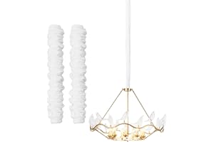 NICENEEDED 2 PCS Chandelier Fabric Cord Cover, White Chandelier Chain CoverChain Cable Sleeve, Velvet Cloth Fabric Chain Slee