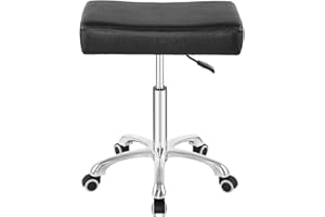 Nazalus Rolling Swivel Stool Height Adjustable with Wheels Heavy Duty for Office Home Desk Counter Salon (Black) (Black, Without Footrest)